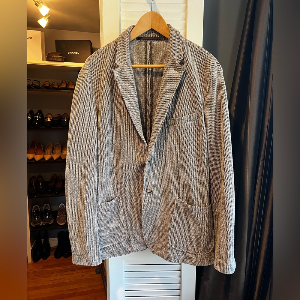 Men's  Herringbone brown white Knit Blazer Zara